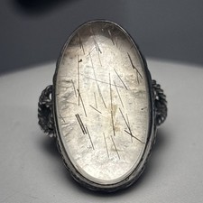 STERLING SILVER CLEAR RUTILATED QUARTZ RING Size 6.75