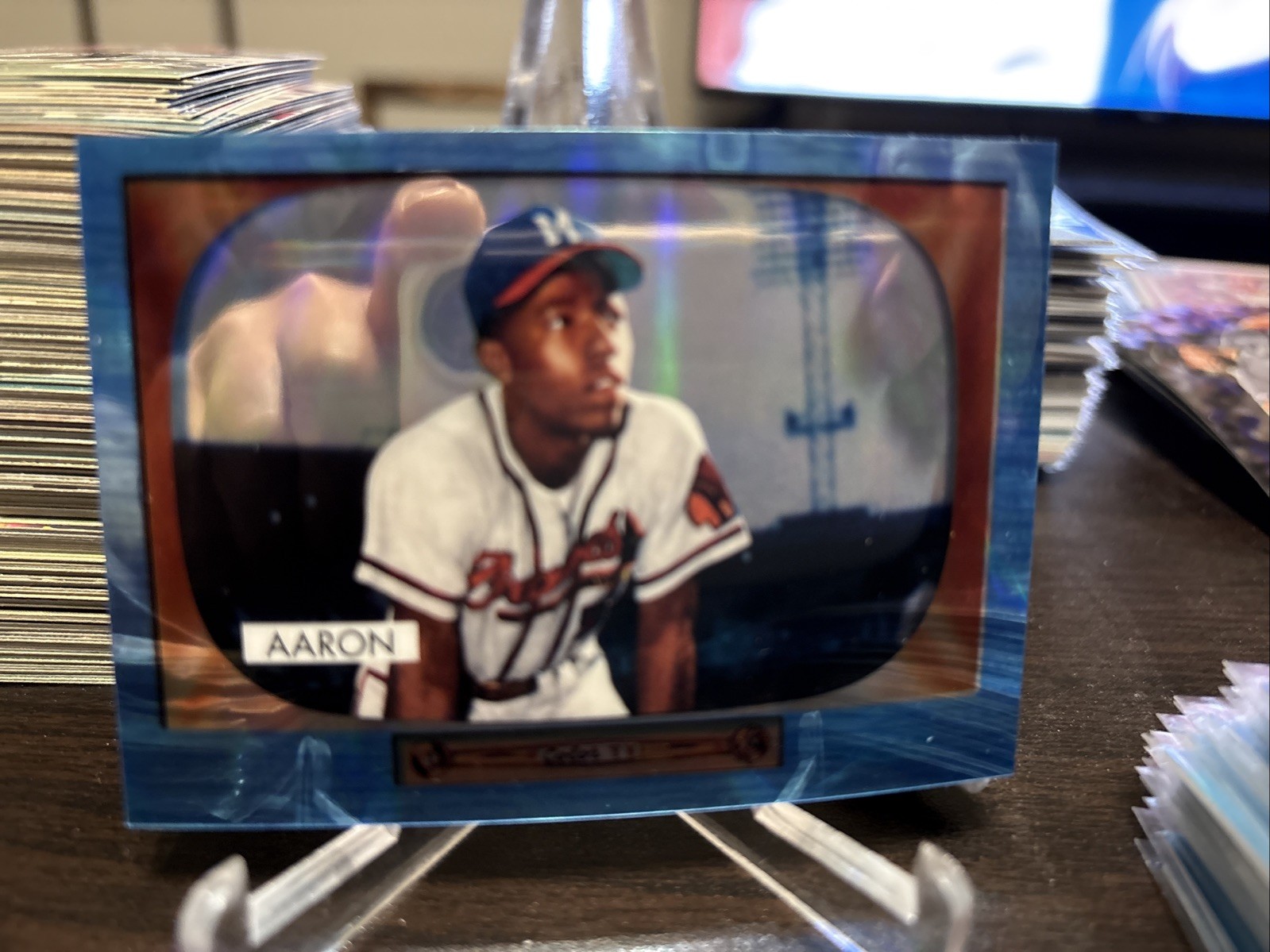2013 Bowman Henry Aaron Blue Sapphire Rookie Reprint Refractor Milwaukee Braves