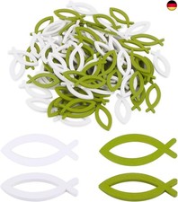 100 Stück Holz Fisch Deko Tischdeko Taufdeko Verzierung für Taufe Junge Mädchen 