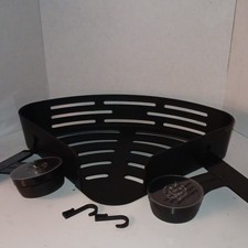 Black Corner Shower Shelf Organizer w/ Suction Cups Hooks, Matte Metal, 2pc J3
