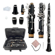 C Key Clarinet   Ebonite Wood Body, Nickel Keys, Full Kit with Case  Reeds