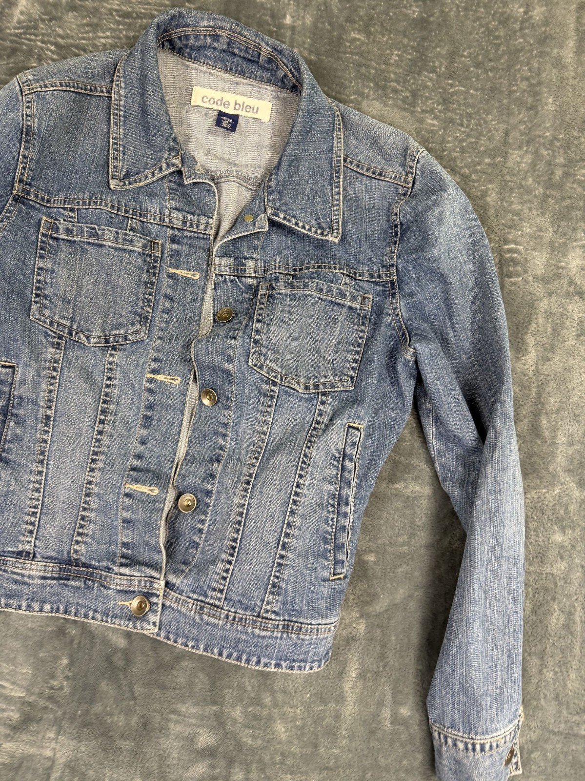Code Bleu Womens Medium Denim Jacket Button-Up Fr… - image 6