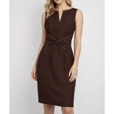 Womens David Meister Chocolate Brown Sleeveless Dress Size 4 EUC 