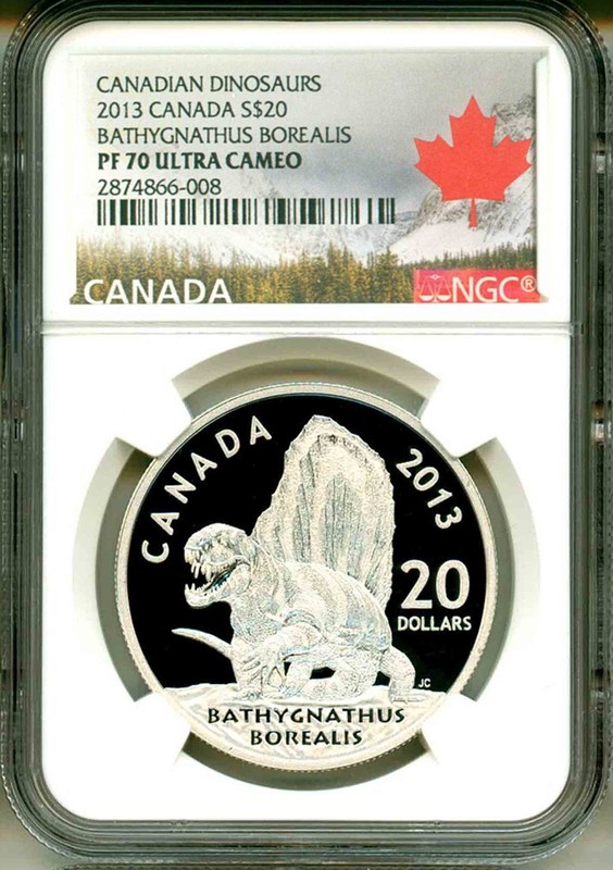 2013 Canada S$20 Canadian Dinosaurs Bathygnathus Borealis NGC PF70 Ultra Cameo