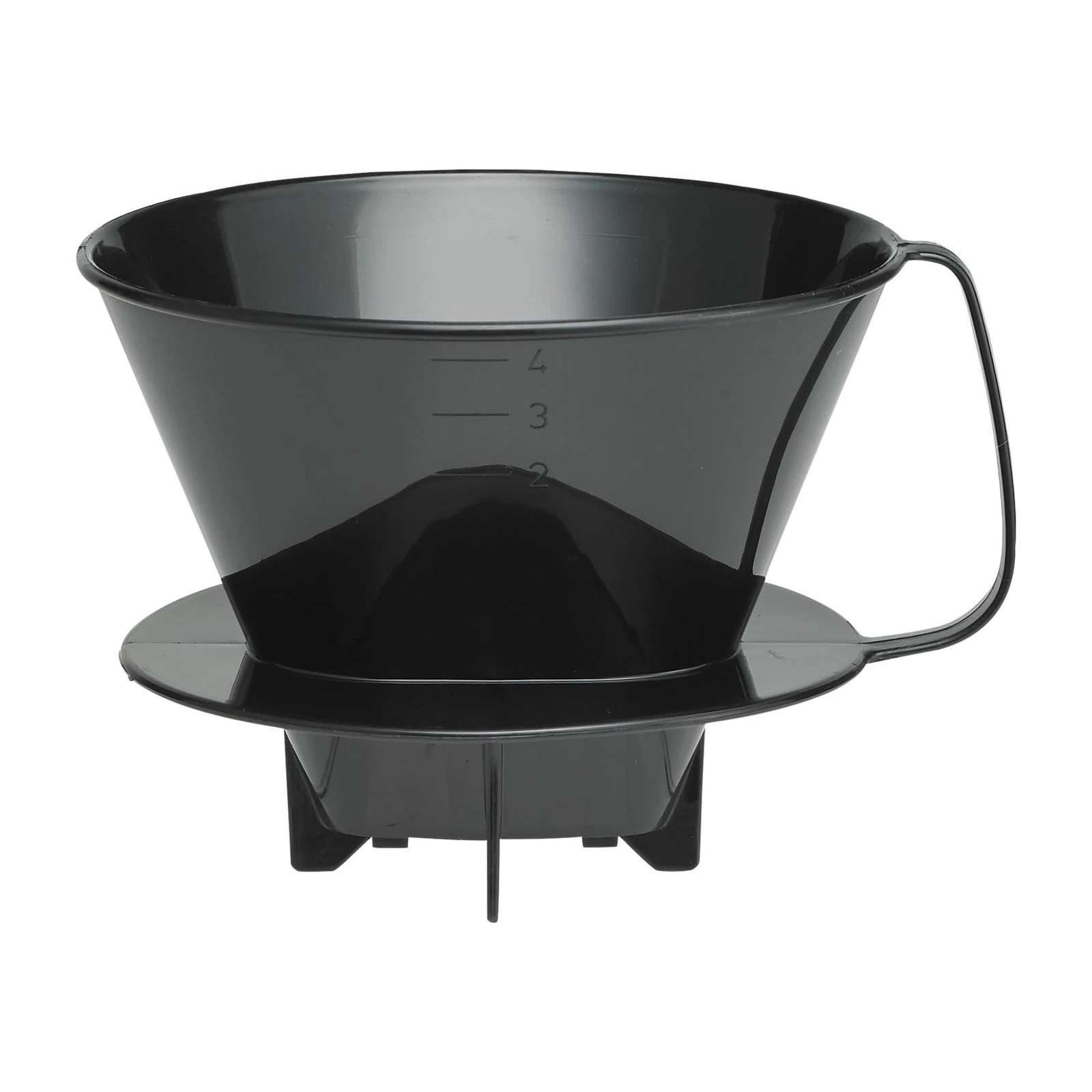 Fino Pour-Over Coffee Brewing Filter Cone, Number 4-Size, Black