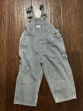 OshKosh B  Gosh Hickory Stripe Denim Overalls Toddler Carpenter Railroad Style 3T