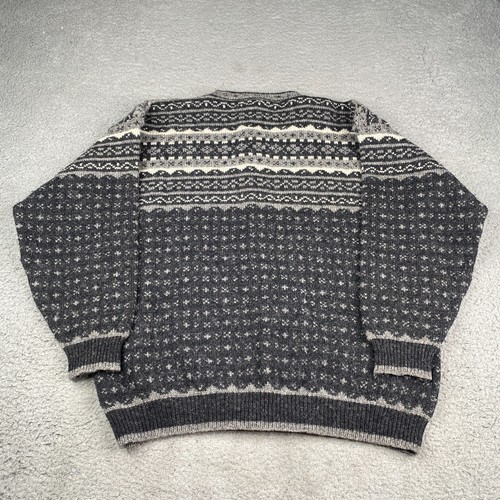 Vintage Toting Northern Classic Sweater Mens Small Gray Wool Fair Isle Nordic - Picture 4 of 11