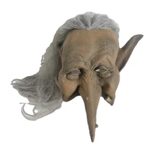 VTG Old Man Halloween Mask Paper Magic Group Latex Pointed Nose Ears Warts 1996
