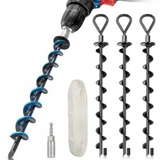 Ground Anchors Screw in 4 Pack 15", Trampoline Stakes Heavy Duty High Wind, Shed