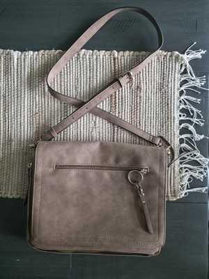 Brown Expandable Messenger Bag Handbag Purse 12 X 1 0 X 4