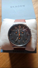 Skagen SKW6099 Herren Chronograph Quarz Uhr Edelstahl silber Lederband …