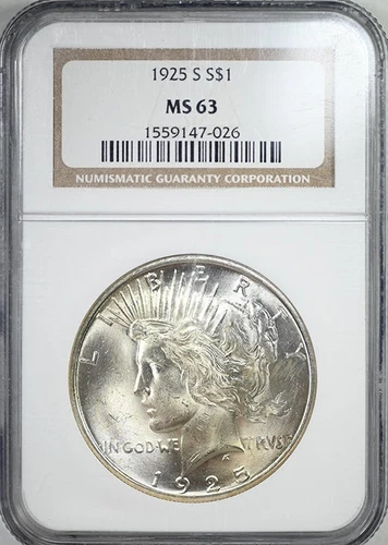 1925-S Peace Dollar $1 NGC MS63