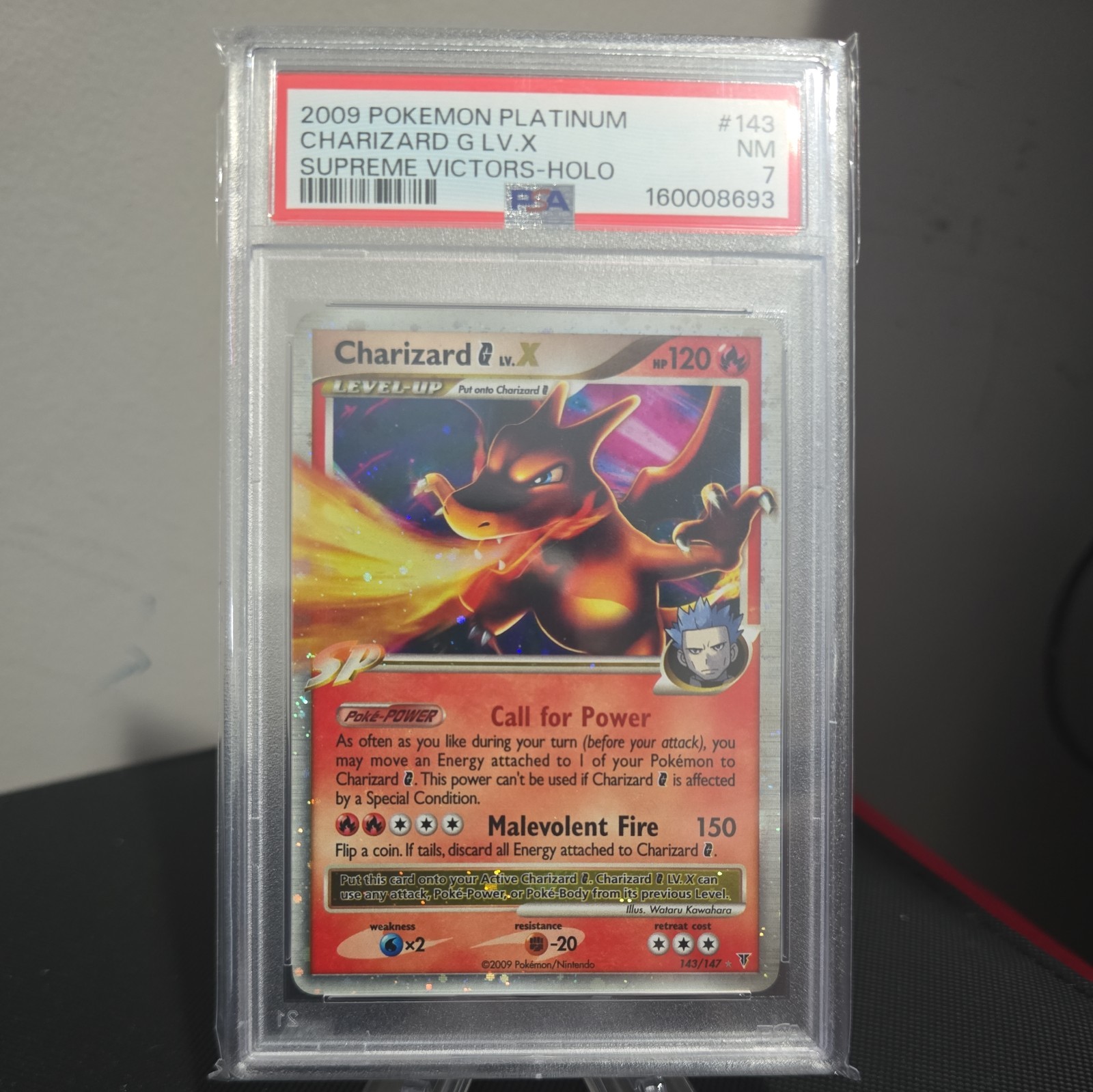 POKEMON CHARIZARD G LV.X 2009 PLAT. SUP. VICTORS-HOLO #143 PSA 7