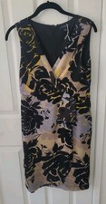 Banana Republic Artsy Roses Dress Womens 4 Faux Wrap Sheer Floral V Neck Lined