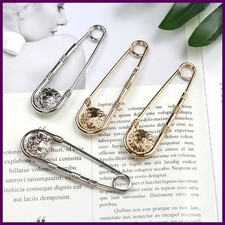 Lady Large Safety Pins Vintage Alloy Double Lion Head Brooc Women DIY Waist
