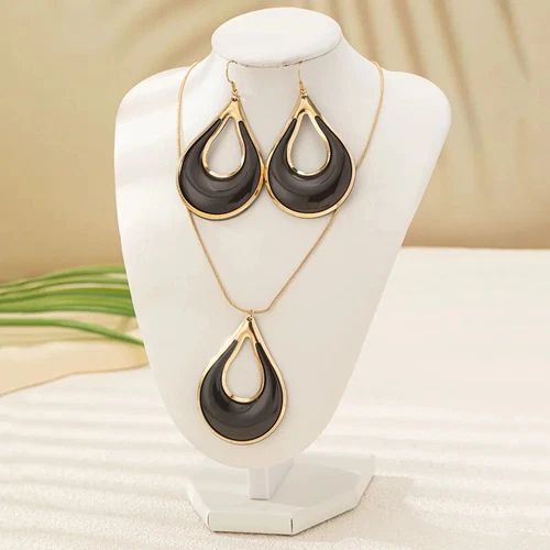 Water Droplets Alloy Hollow Out Women's Jewelry Set - Picture 3 of 6