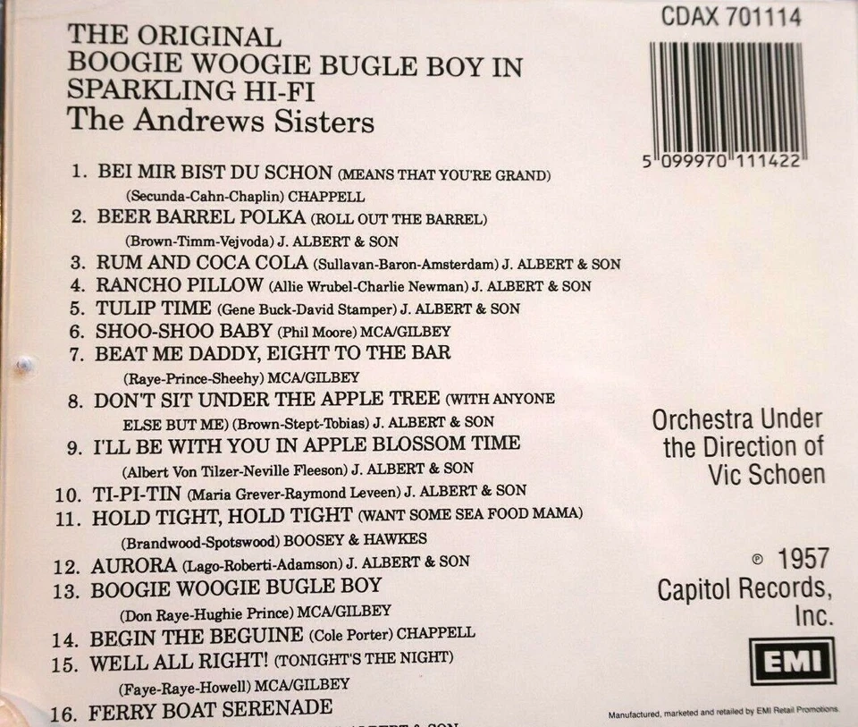 The Original Boogie Woogie Bugle Boy - The Andrews Sisters - CD, VG  — 第 2/2 张图片
