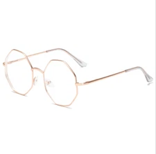 Retro Unisex Clear Lens Eyeglass Metal Frames Designer Octagonal PolygonGlassesɞ