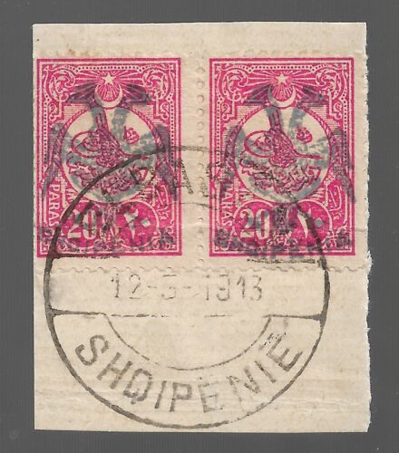 1913 Albania.Albanese. Sovrastampa originale 2X20 Para. Francobollo Turchia.R2. Usato.