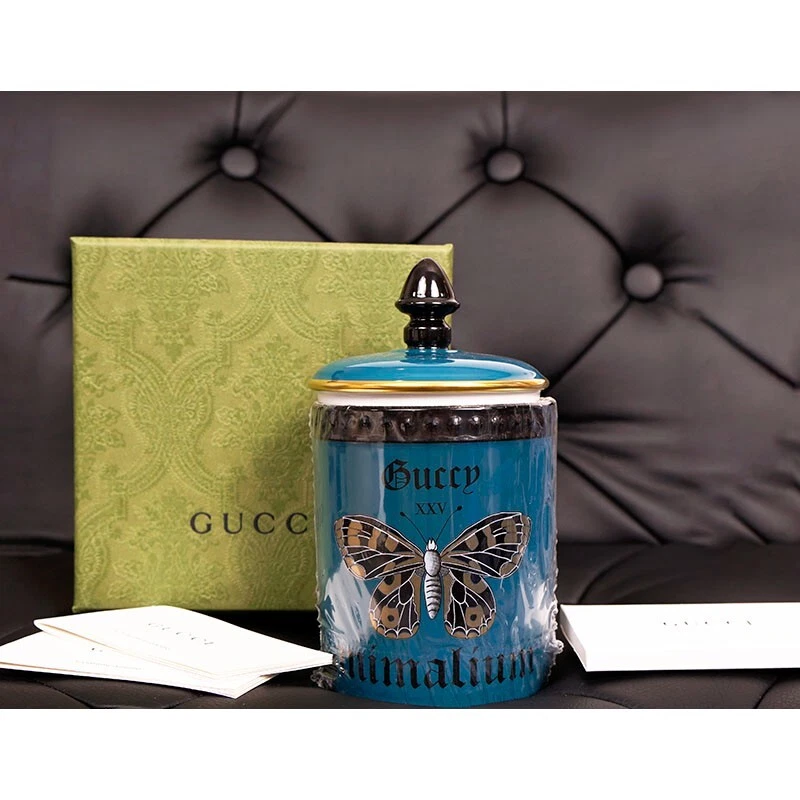 グッチGUCCIアロマキャンドル　バタフライ NEW $330 GUCCI Teal BUTTERFLY ANIMALIUM Richard Ginori 1735 Fumus