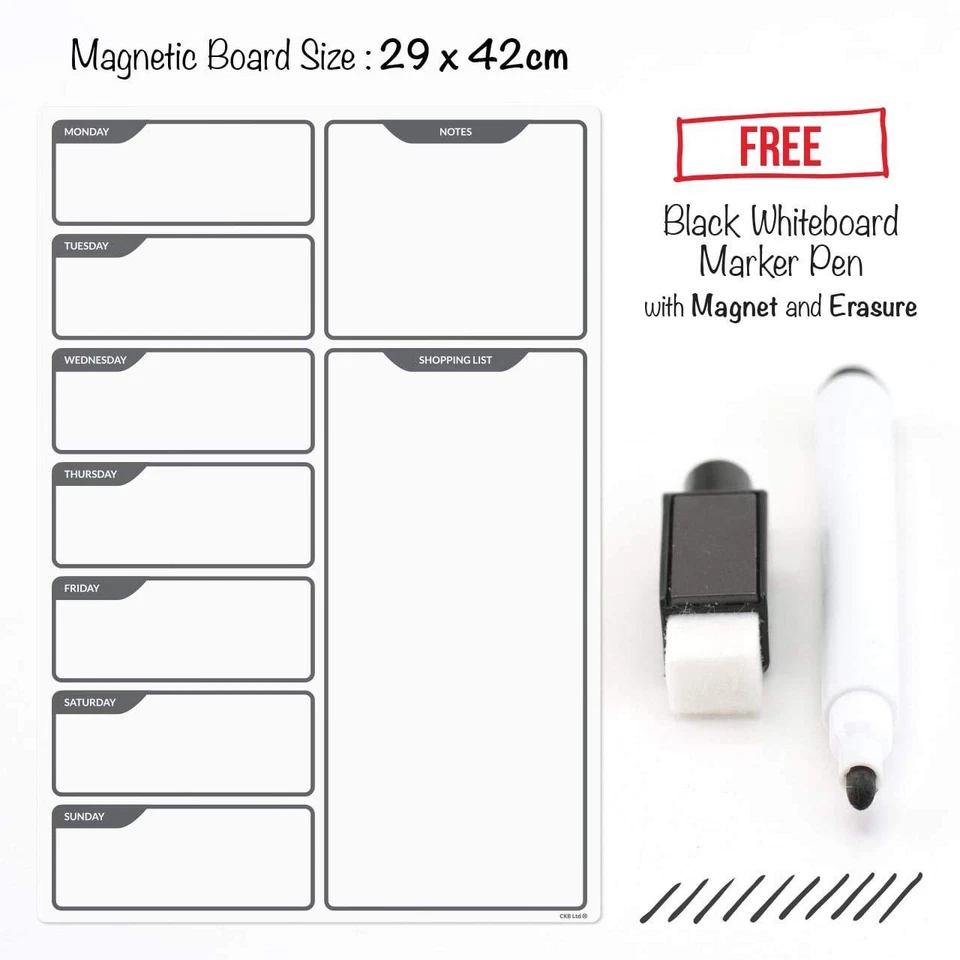 Fridge Board Magnetic & Pen Notice Memo Drywipe Whiteboard Large Daily Planner - Image 2 of 4