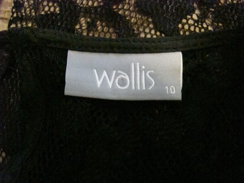 "Wallis" Black & beige dress - floral lace design - sleeveless - lined - Size 10 - Picture 11 of 11
