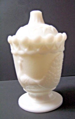 Vintage Westmoreland Peacock Covered Dish Sugar Vanity Storage Jar Container