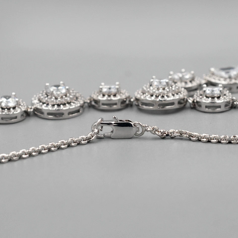 Conjunto de Joyas Collar Pulsera Pendientes Circonita Cúbica Colgante Plata Mujer 65 Foto 4 de 4