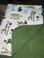 Circo Target Sherpa Velour Baby  Blanket Green Giraffe Turtle Caterpillar Bee