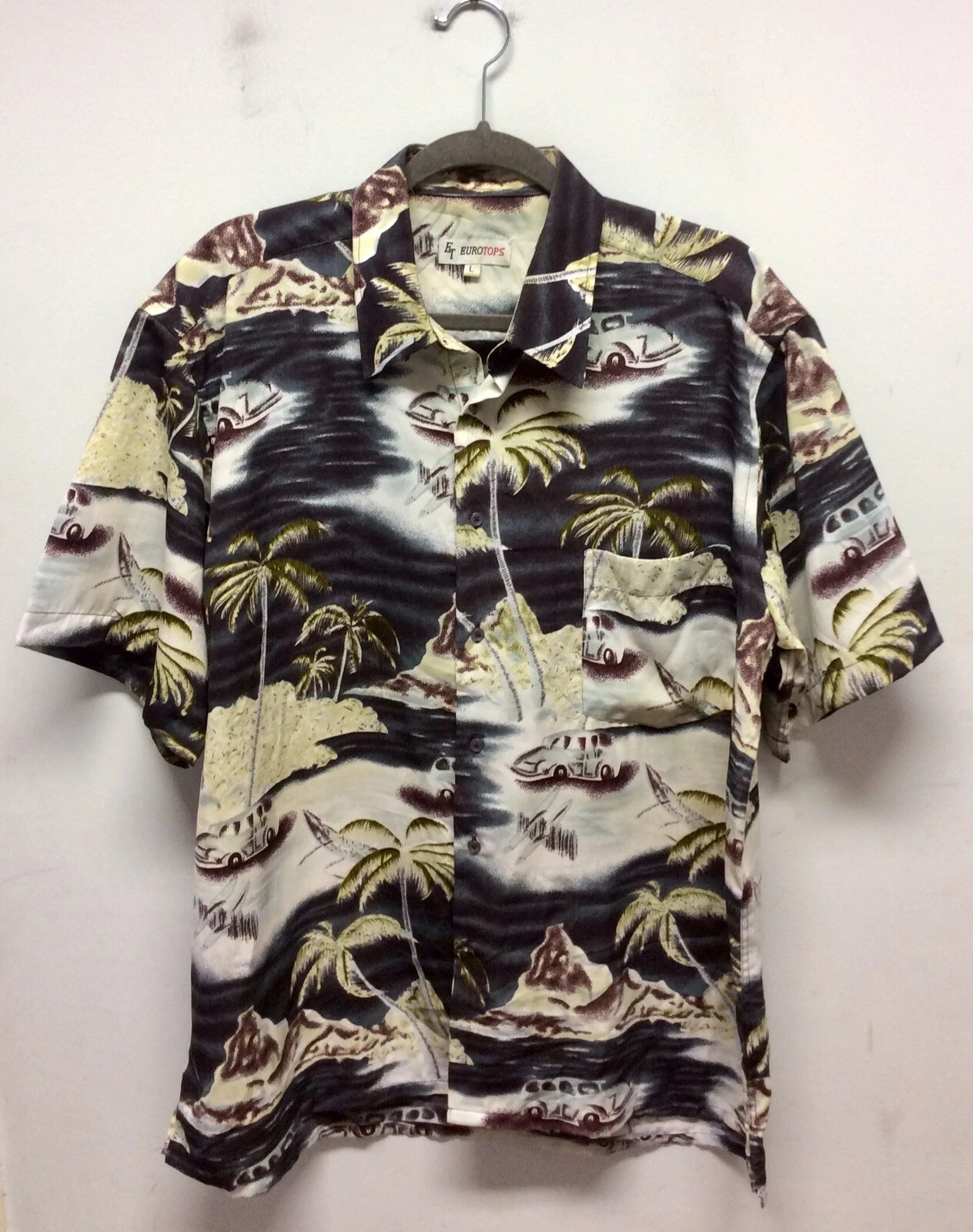 Eurotops Dark Grey Hawaiian Shirt With Tropical Print 48”