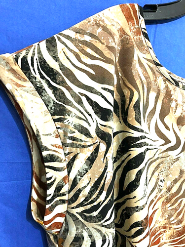 TACERA weicher Strick mehrfarbig TIERSTREIFEN SAFARI High-Low Bluse/Top T-Shirt 2X - Bild 3 von 5