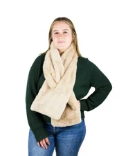 Time and Tru Women's Faux Fur Winter Scarf--Beige--New