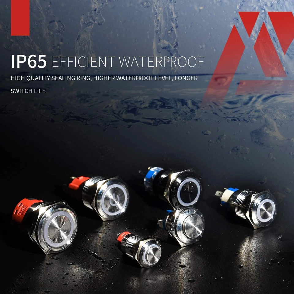 Push Button Switch 19mm Momentary Waterproof Stainless Steel Metal Flat Top 1... - Image 4 of 4