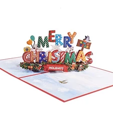 JUTOSU 3D Pop-Up Christmas Cards Greeting Cards Christmas Message Cards Pop-Up