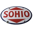 Vintage Porcelain Gasoline Sign - Sohio Gas Motor Oil Service Ohio Pump Sign