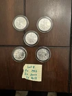 FIVE (5) SILVER AMERICAN EAGLES  1 OZ BULLION COINS  LOT #8, Various Years