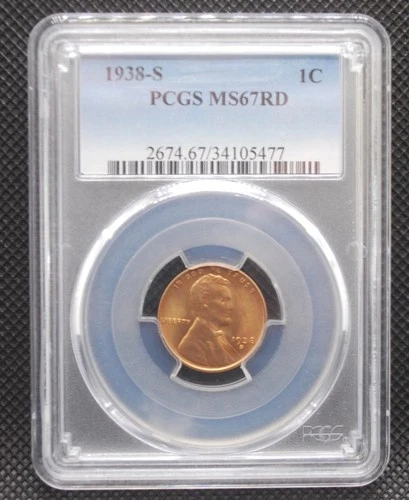 1938 S 1 CENT - MS 67 RD - PCGS