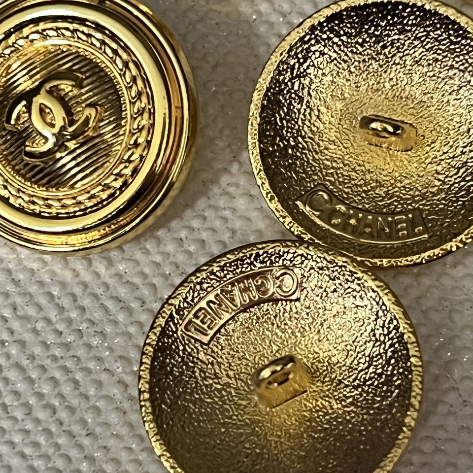 XL Knöpfe Ø 24 mm Set 5 Ersatzknöpfe Metall CC Chanel Knopf gestempelt Logo - Bild 2 von 4
