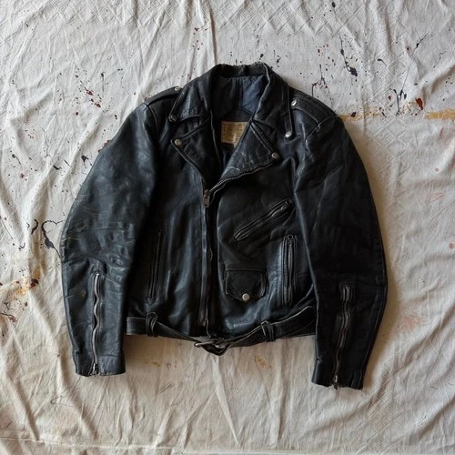 Vintage 60s El Venado Leather Motorcycle Jacket Size S - product listing photo