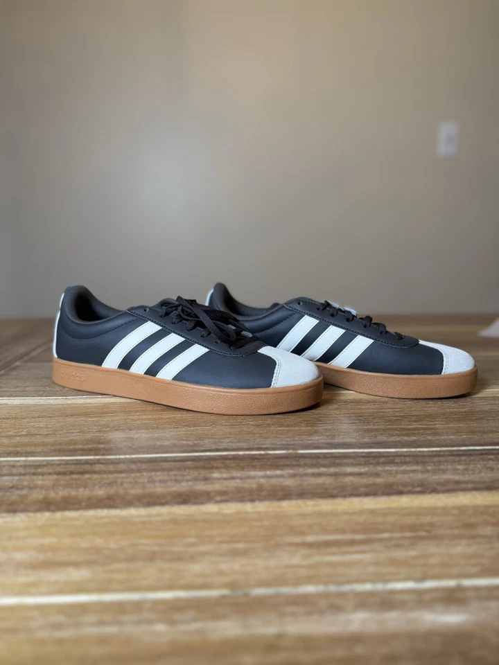 Adidas VL Court Base Men’s Size 9 Black White Gum Sneakers JS4115 New With Box - Image 4 of 4