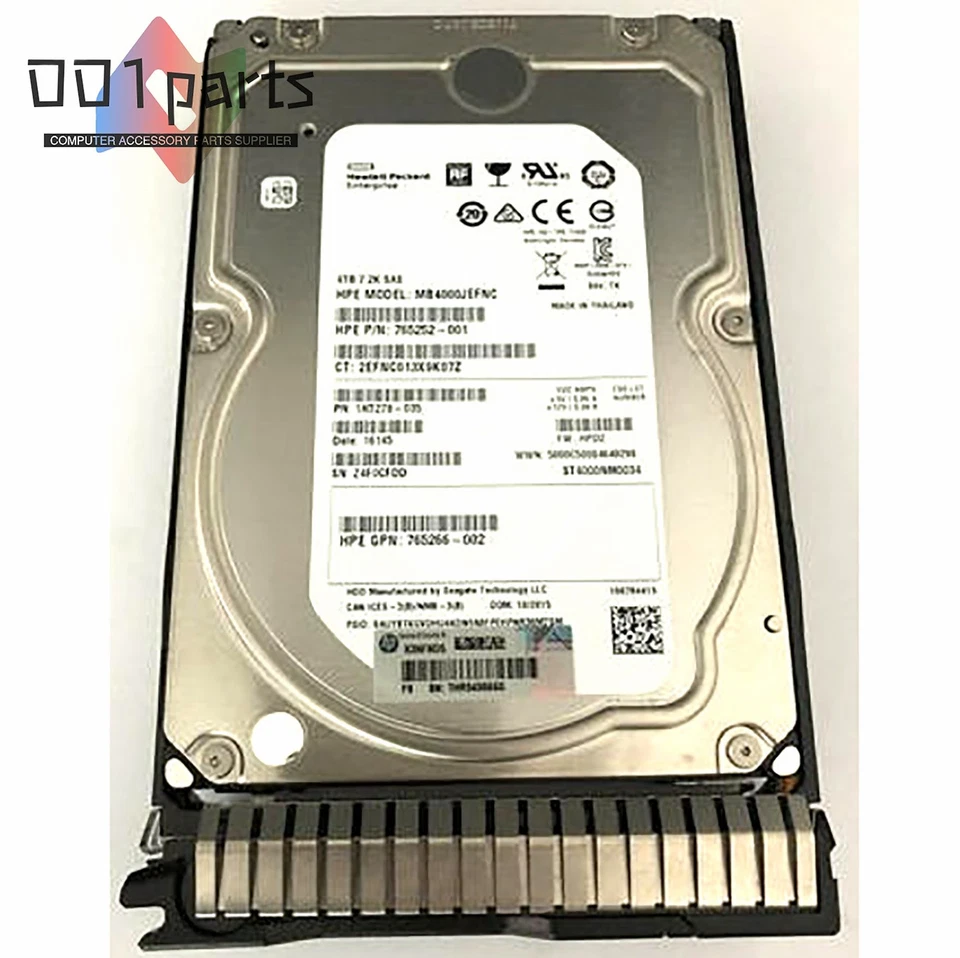 765257-B21 765863-001 HP 4TB 7.2K 512e MDL SC SAS 3.5 inch 12Gbps HDD Hard Drive - Image 2 of 3