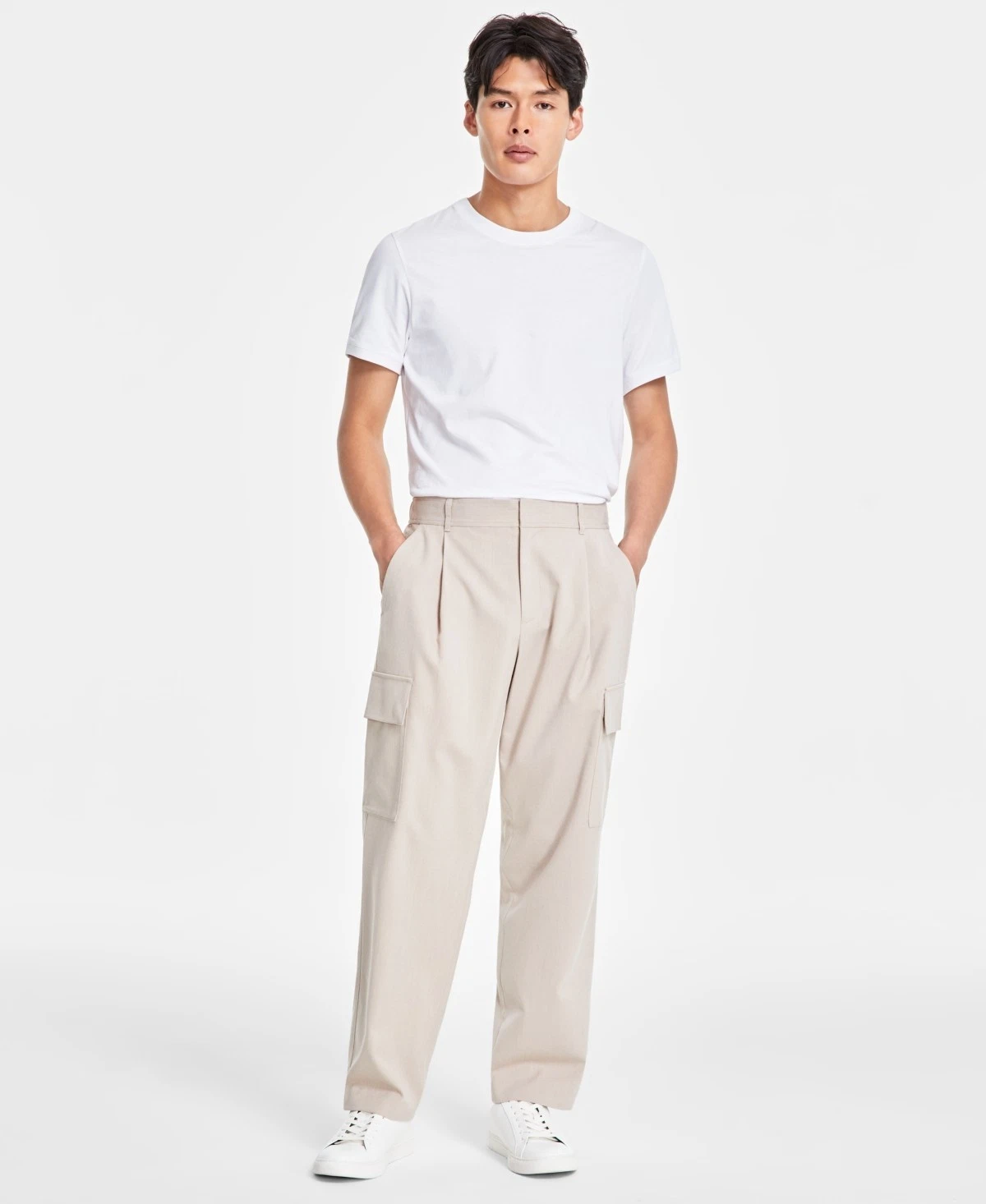 Alfani Men's Refined Cargo Pants, Beige Heather, Size- 38W X 32L
