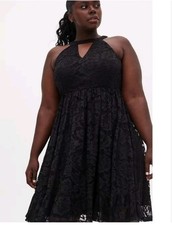Torrid Women's Lace Black Keyhole Skater Dress Sleeveless 2X