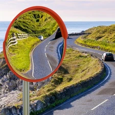 RELIANCER 32" Convex Security Mirror,Curved Safety Traffic Road 32, Orange 