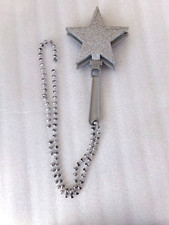 Magic Fairy Wand Star Glittery Tale Magician Beads DressUp Costume Silver Pearls