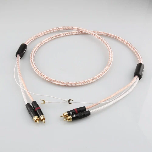 8TC 7N OCC Pure Copper Audio Phono RCA Cable with Ground Cord RCA to RCA Plugs - Picture 2 of 6