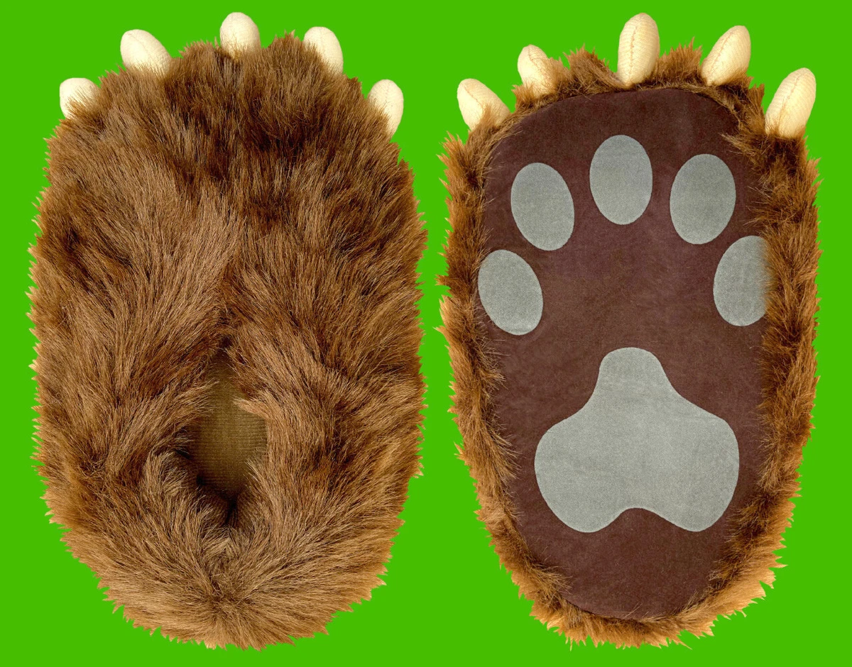 Kids Brown Wolf Paw Slippers | Children's Claw Slippers