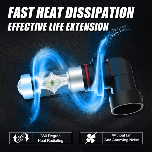 AUXBEAM Fanless LED Fog Light Driving Bulbs 6500K 9145 9140 H10 9006 5202 H11 H8 - Picture 6 of 16