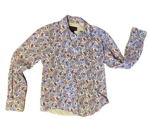 Cowgirl Legend Western Shirt Woman’s size S Red White & Blue Paisley Pearl Snaps