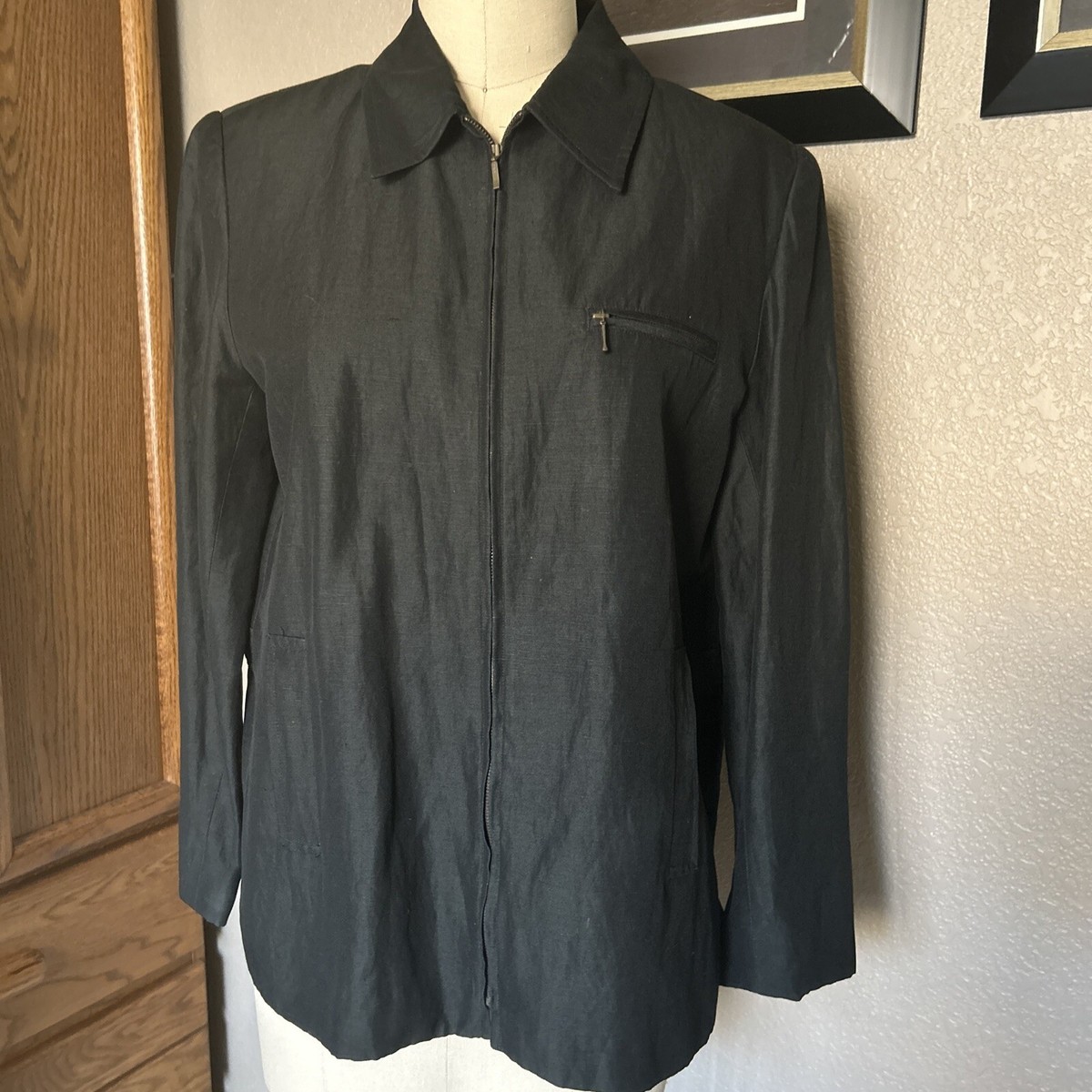 Classiques Entier Zip. Up Long Sleeve Collared Jacket Small Silk